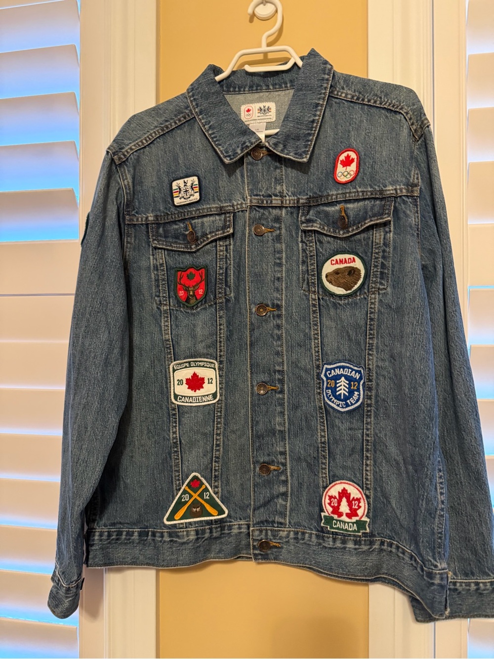 Hudson's Bay Company Adult Size Large Olympic Denim Patch Jean Jacket from 2012.
